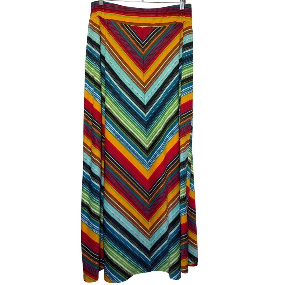 GNW Womens Striped Maxi Skirt Size Large Boho Chevron Print Flowy Festive Travel